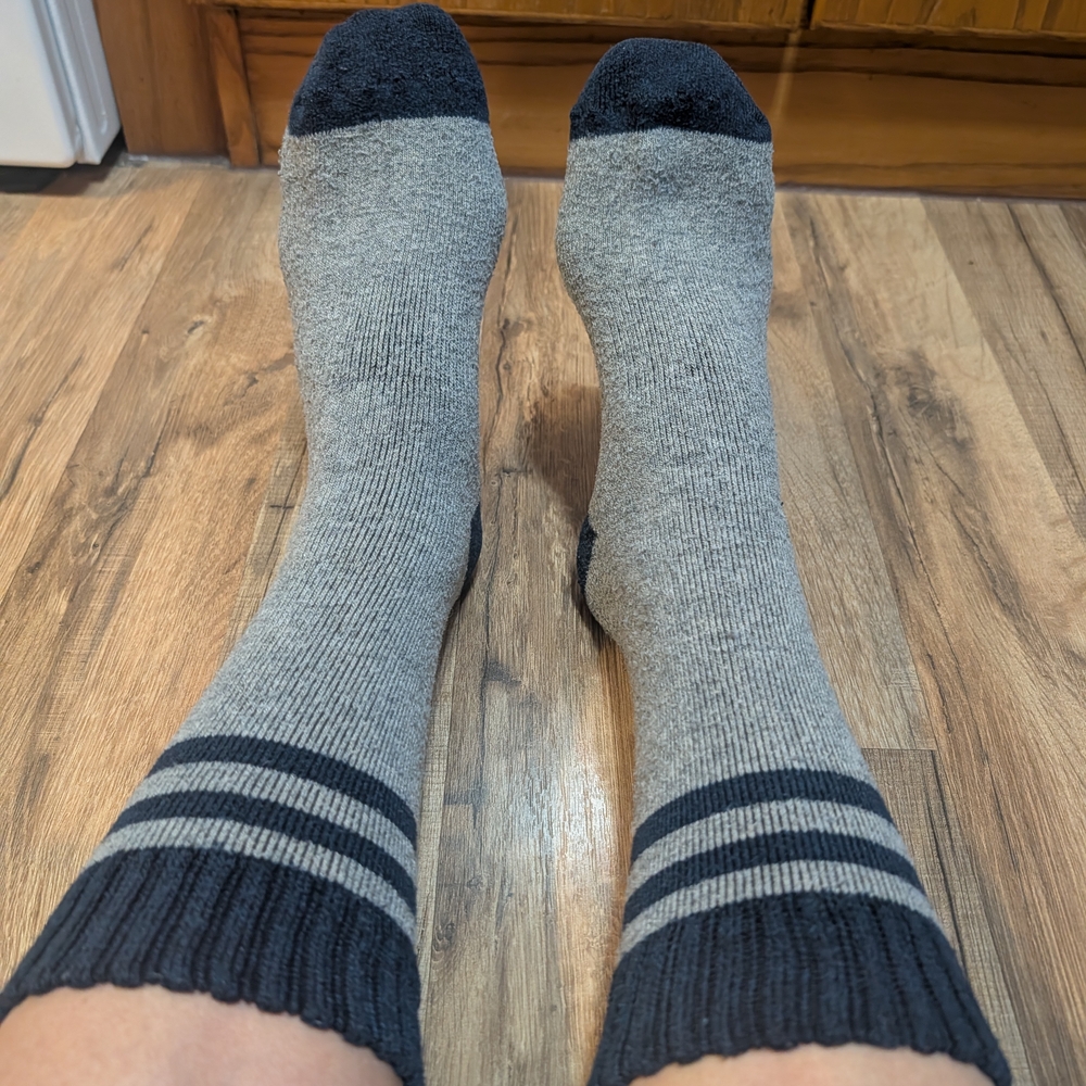 Gray and Blue Striped Women's Socks